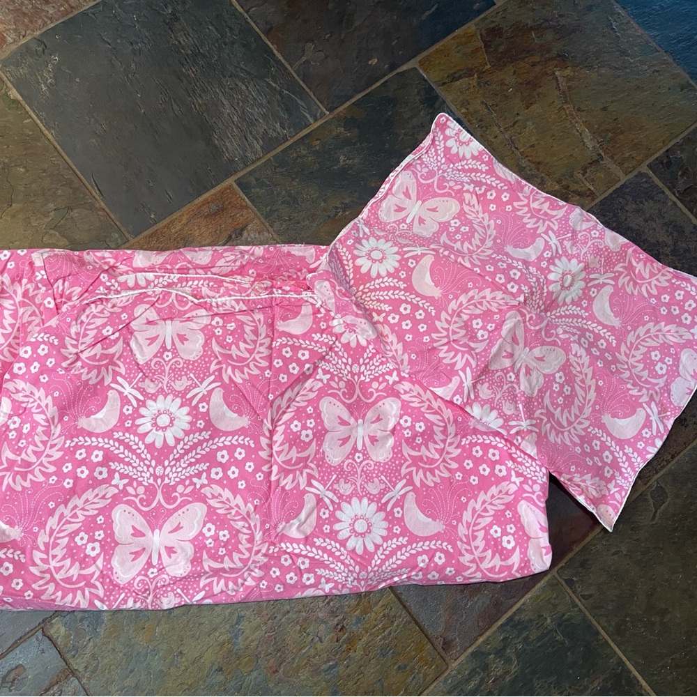Pottery Barn Kids Pink and White Duvet Cover